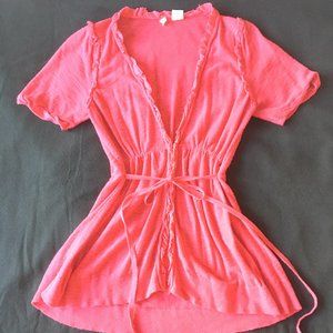 Moth Anthropologie short-sleeved red cardigan